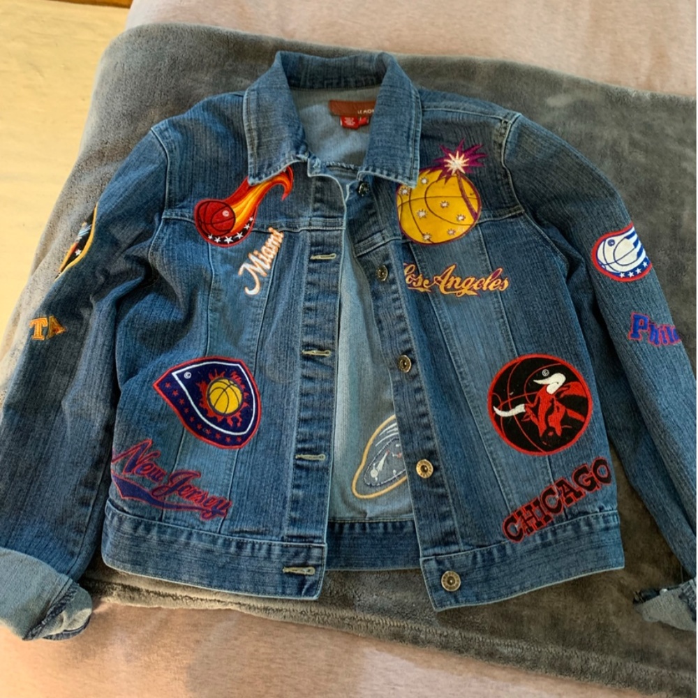 NBA Basketball Patched Denim Jacket